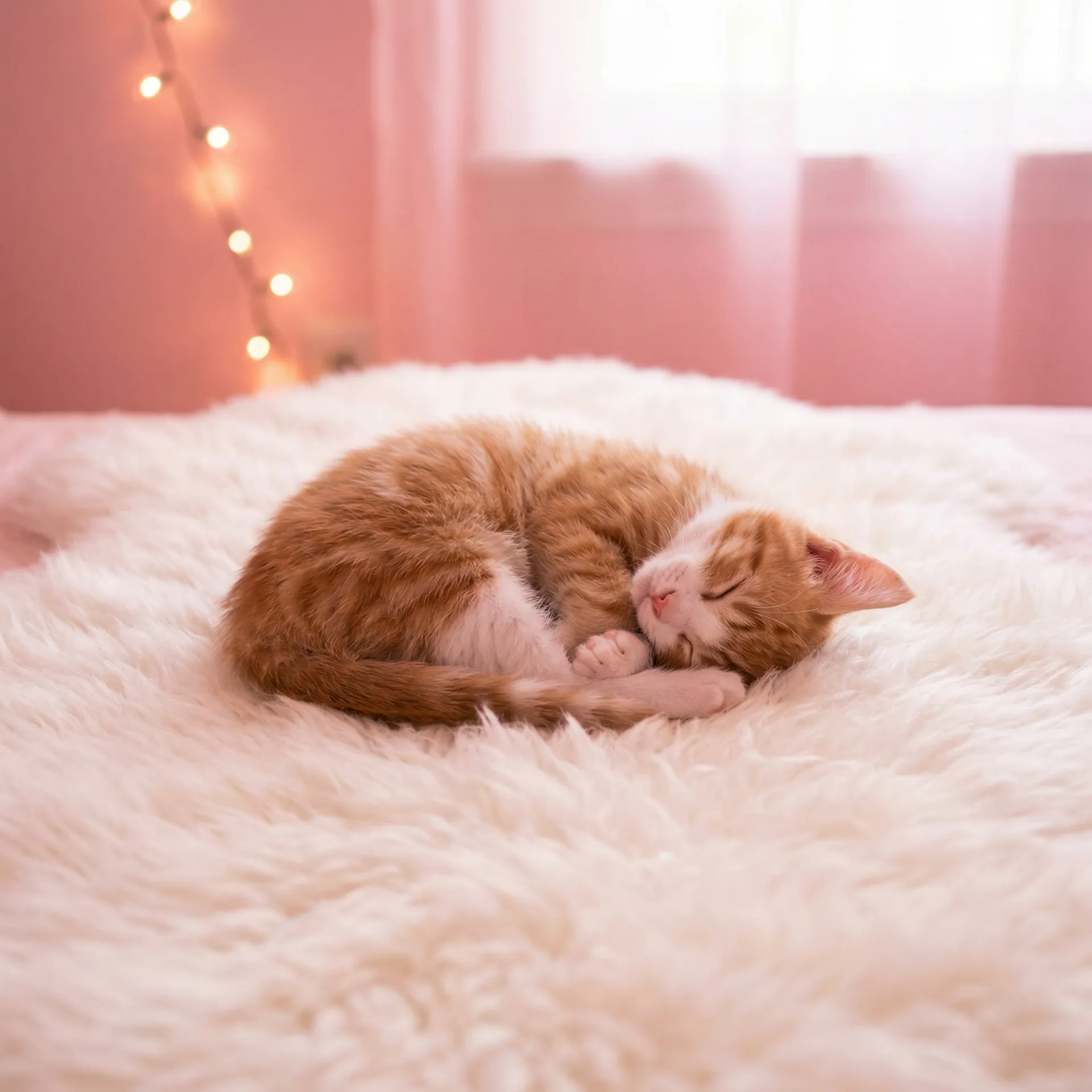 小猫蜷成一团入睡 - 眼睛妹